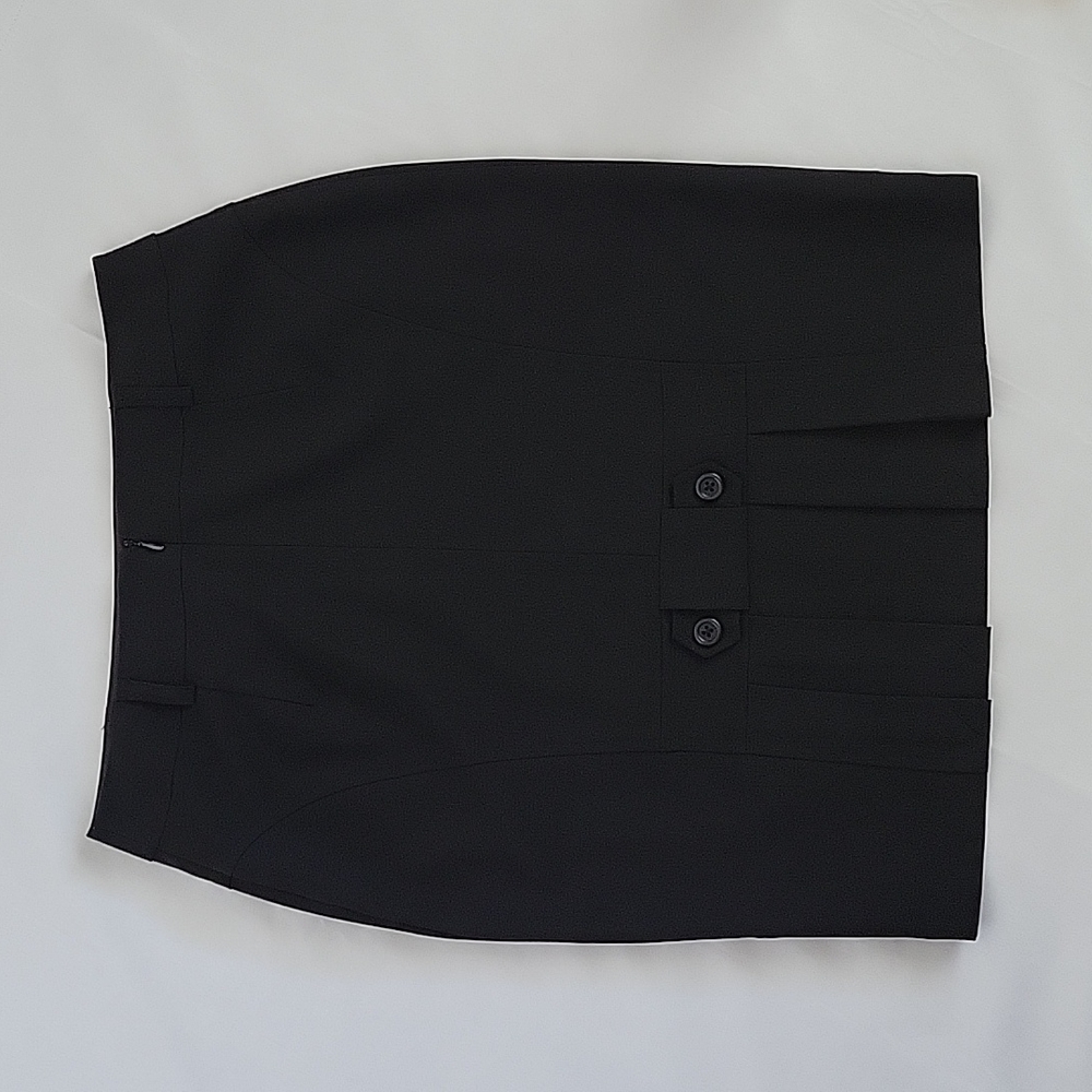 Classic Pleated Detail Black Skirt Size 6P
